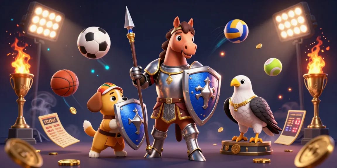 Nohu showcases an exciting medieval-themed 3D scene with gaming elements and vibrant sports balls.
