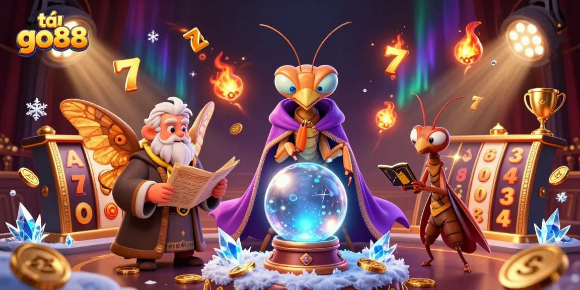 Experience exciting gameplay with tải go88, featuring vibrant casino elements, a fortune teller, and a moth librarian.