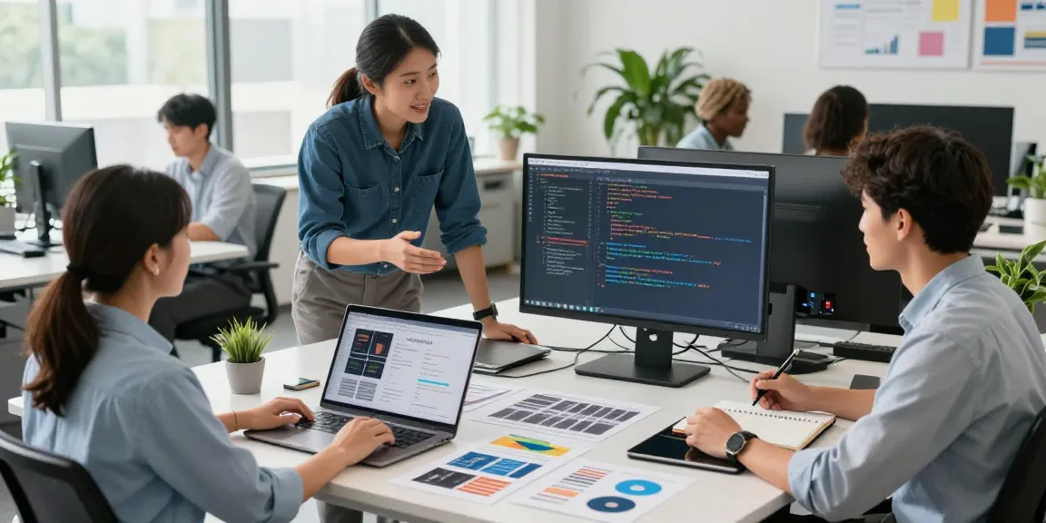 Team collaboration in a modern workspace at the WPS Official Website, showcasing technology and creativity.
