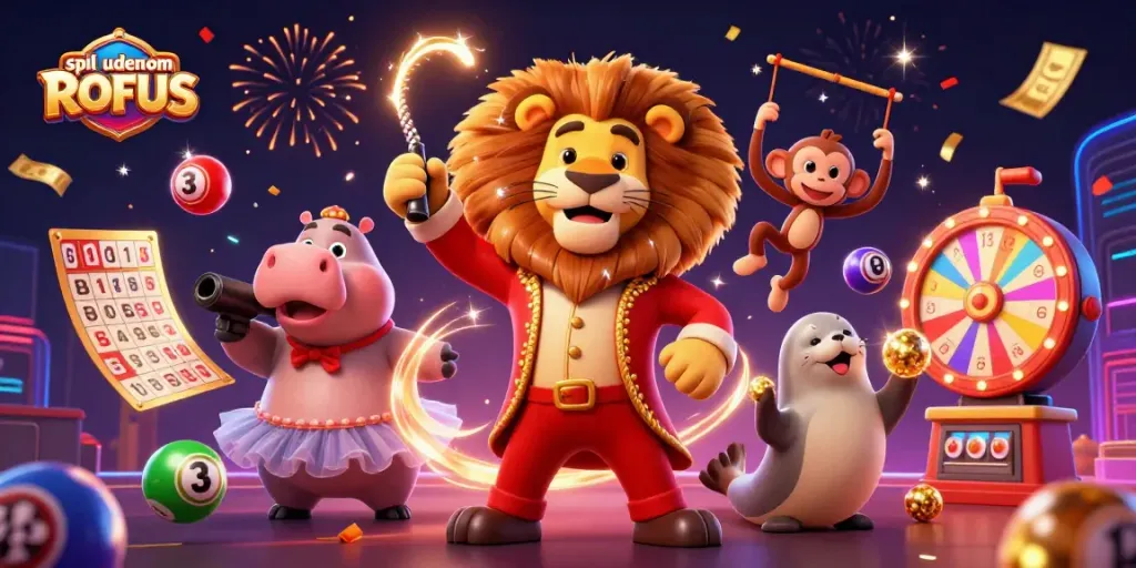 Experience the thrill of spil uden om ROFUS with vibrant characters and action-packed casino elements.