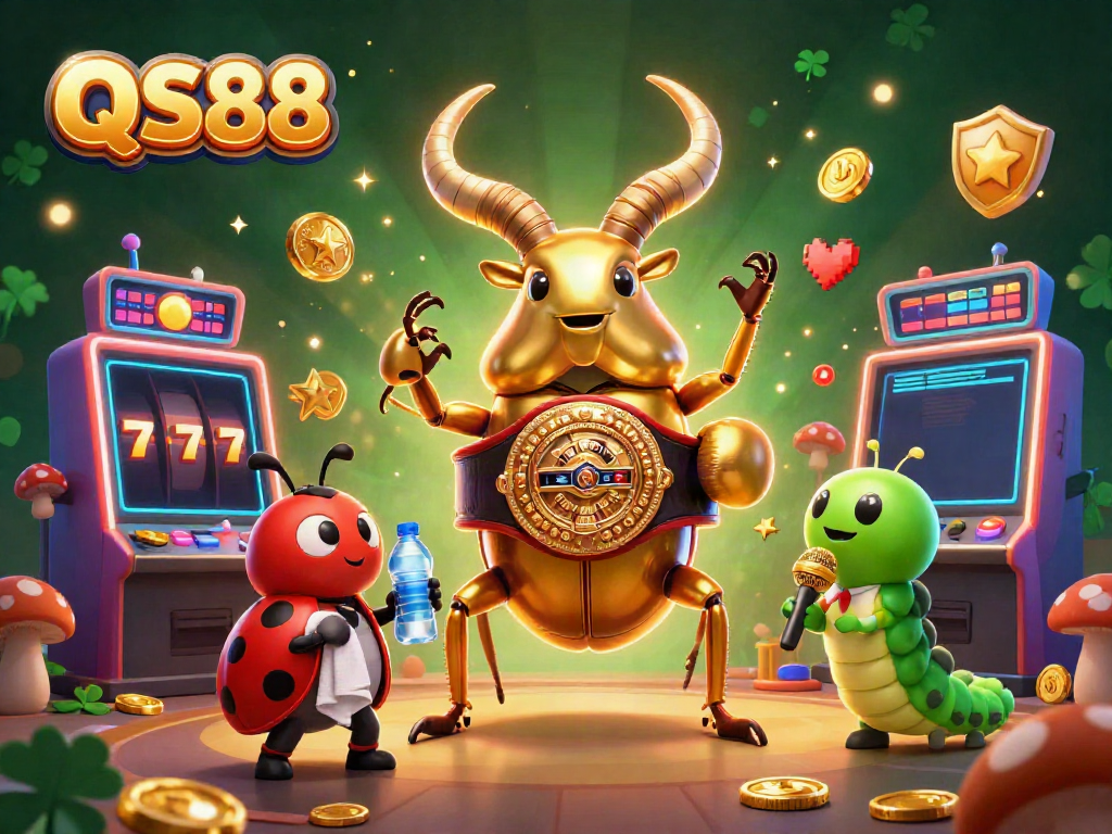 Experience the vibrant world of QS88 with captivating slot machines, as cartoon characters bring excitement to gaming.