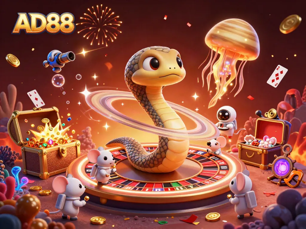 Ad88's thrilling casino environment with unique characters and dynamic game elements, creating an engaging gaming experience