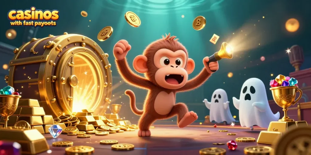 Engage with casinos with fast payouts featuring a playful poltergeist monkey and a ghost-hunter puppy.